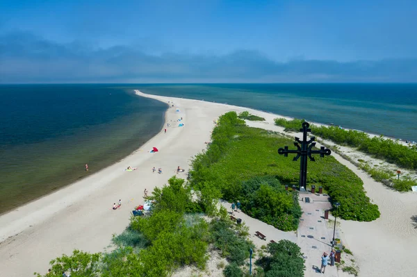 Rewa Polonia Vista Aérea Del Istmo Rewski Verano Mar Báltico — Foto de Stock