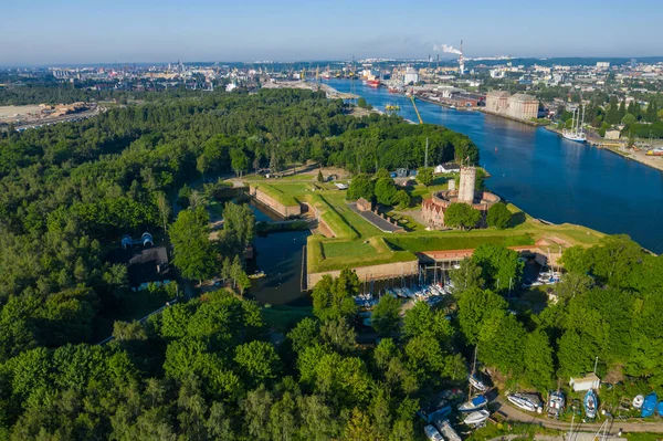 Gdansk Vista Aérea Medieval Fortaleza Wisloujscie Voivodato Pomerania Gdansk Polonia —  Fotos de Stock