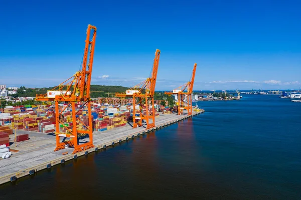 Vista Aérea Del Puerto Gdynia Terminal Contenedores Del Báltico Puerto — Foto de Stock