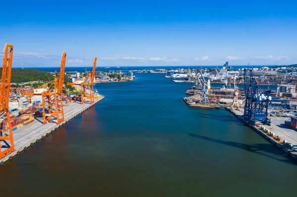 Vista Aérea Del Puerto Gdynia Terminal Contenedores Del Báltico Puerto — Foto de Stock