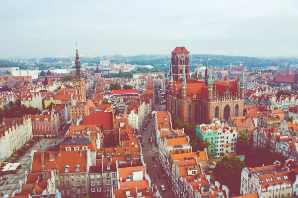 Gdansk Poland June 2020 Aerial View Old Town Gdansk Tricity — Stock Photo, Image