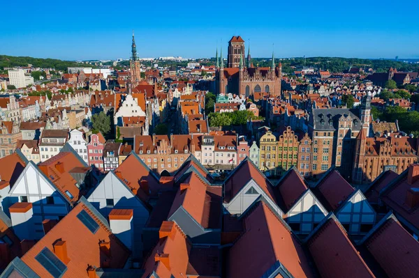 Gdansk Πολωνία Ιουνίου 2020 Αεροφωτογραφία Της Παλιάς Πόλης Στο Γκντανσκ — Φωτογραφία Αρχείου
