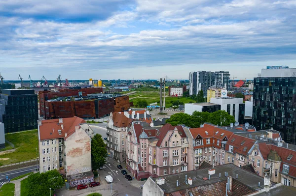 Gdansk Πολωνια Ιουνιου 2020 Αεροφωτογραφία Του Ευρωπαϊκού Κέντρου Αλληλεγγύης Και — Φωτογραφία Αρχείου