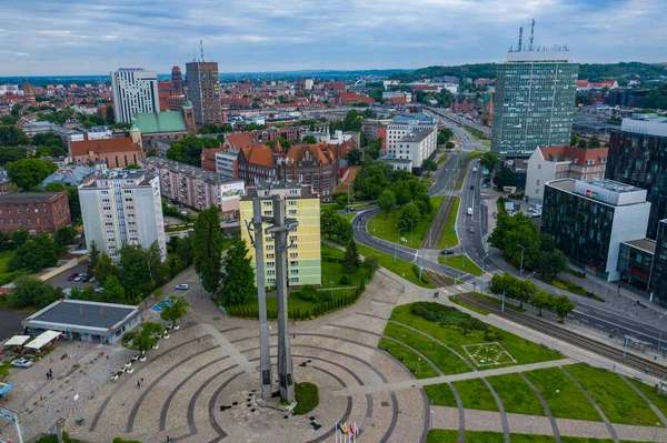 Gdansk Polónia Junho 2020 Vista Aérea Centro Europeu Solidariedade Monumento — Fotografia de Stock