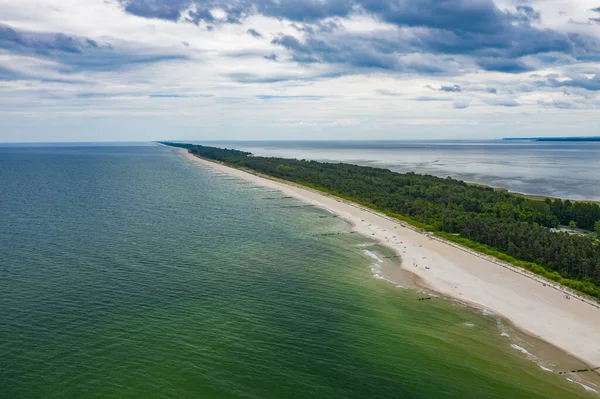 Vista Aérea Chalupy Beach Hel Penisula Arriba Mar Báltico Pomerania — Foto de Stock