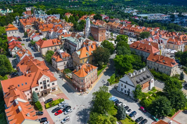 Sandomierz Polónia Vista Aérea Cidade Velha Medieval Com Torre Prefeitura — Fotografia de Stock