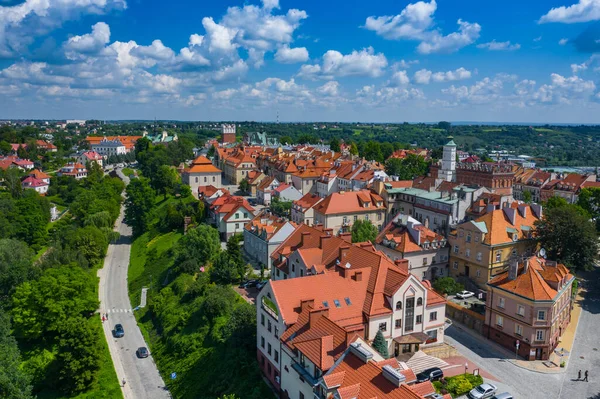 Sandomierz Poland Aerial View Medieval Old Town Town Hall Tower — Stock Photo, Image