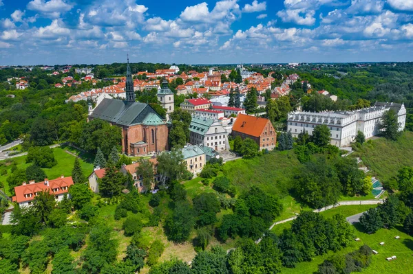 Sandomierz Polonya Kasaba Kulesi Gotik Katedrali Olan Eski Bir Ortaçağ — Stok fotoğraf