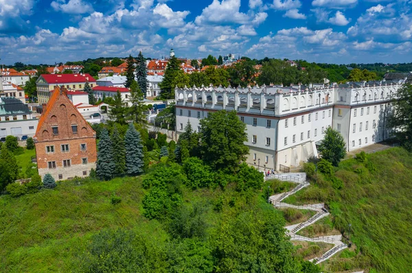 Sandomierz Poland Aerial View Medieval Old Town Town Hall Tower — Stock Photo, Image