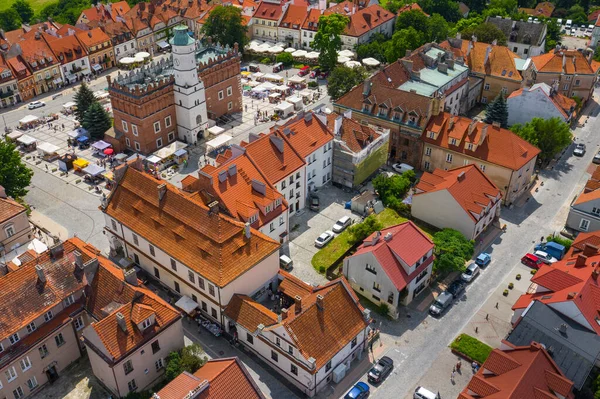 Sandomierz Polónia Vista Aérea Cidade Velha Medieval Com Torre Prefeitura — Fotografia de Stock