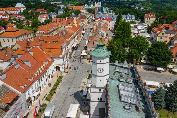 Sandomierz Polónia Vista Aérea Cidade Velha Medieval Com Torre Prefeitura — Fotografia de Stock