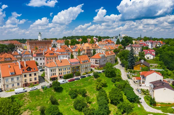 Sandomierz Poland Aerial View Medieval Old Town Town Hall Tower — Stock Photo, Image