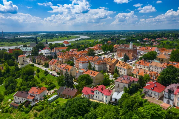 Sandomierz Polónia Vista Aérea Cidade Velha Medieval Com Torre Prefeitura — Fotografia de Stock