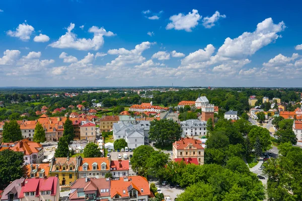 Sandomierz Polen Luftaufnahme Der Mittelalterlichen Altstadt Mit Rathaussturm Gotischer Kathedrale — Stockfoto