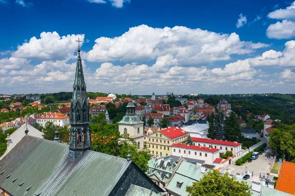 Sandomierz Polen Flygfoto Över Medeltida Gamla Stan Med Stadshus Torn — Stockfoto