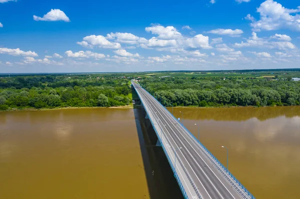 Ponte Sobre Rio Vístula Kamien Polônia Vista Aérea Rio Vístula — Fotografia de Stock