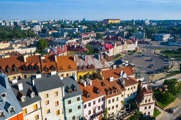 ルブリン ポーランドだ 旧市街の空中ビュー ルブリン鳥の目のビューの観光都市の中心部 上から人気の観光地 — ストック写真