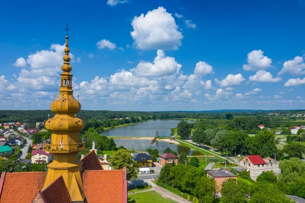 Luftaufnahme Der Kirche Dem Kleinen Dorf Cegielnia Polen — Stockfoto