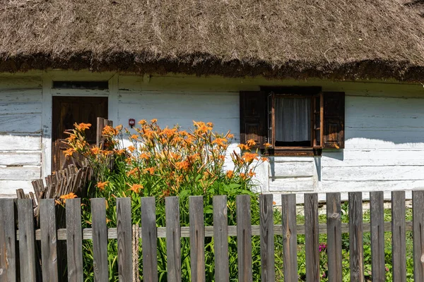 Traditioneel Dorp Polen Openluchtmuseum Houten Huizen Houten Volksarchitectuur Uit Verschillende — Stockfoto