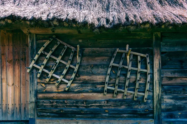 波兰的传统村庄 露天博物馆 木制房屋 卢布林省不同地区的木制民间建筑 — 图库照片
