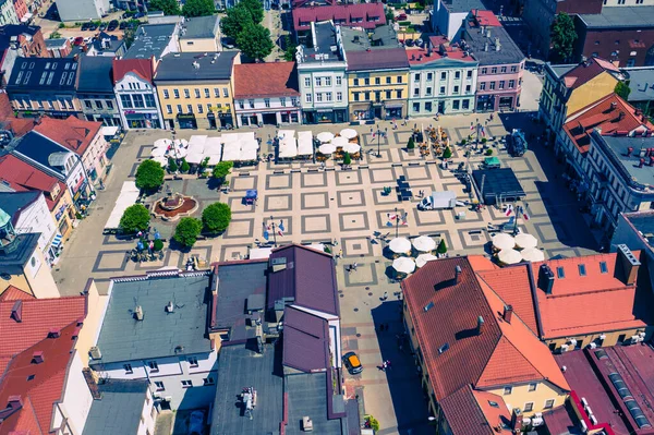 リブニクだ ポーランドだ 上シレジアのRybnikのメイン広場と市内中心部の空中ビュー ポーランド — ストック写真