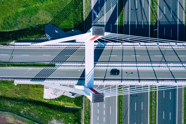 Vista Aérea Autopista Paso Elevado Puente Desde Arriba Gliwice Silesia — Foto de Stock