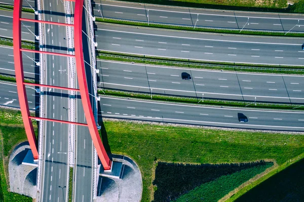 Otoyol Havacılık Manzarası Üstgeçit Köprü Yukarıdan Gliwice Silesia Polonya Ulaşım — Stok fotoğraf