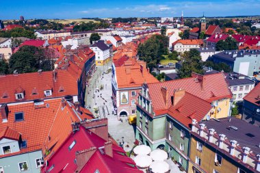 Raciborz. Polonya. Raciborz 'un ana meydanı ve şehir merkezi, Yukarı Silezya. Polonya.