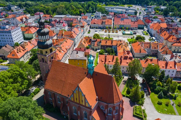 Wodzislaw Slaski Polen Flygfoto Över Stora Torget Och Centrum Wodzislaw — Stockfoto