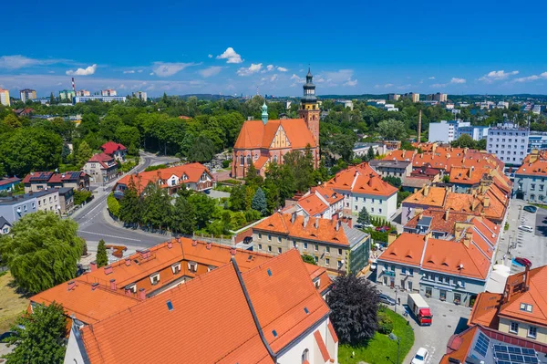 Wodzislaw Slaski Polen Flygfoto Över Stora Torget Och Centrum Wodzislaw — Stockfoto