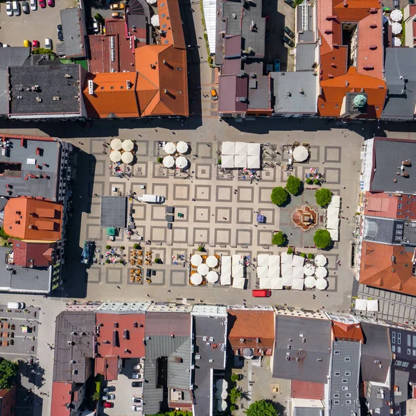 Ράιμνικ Πολωνία Αεροφωτογραφία Της Κεντρικής Πλατείας Και Του Κέντρου Της — Φωτογραφία Αρχείου
