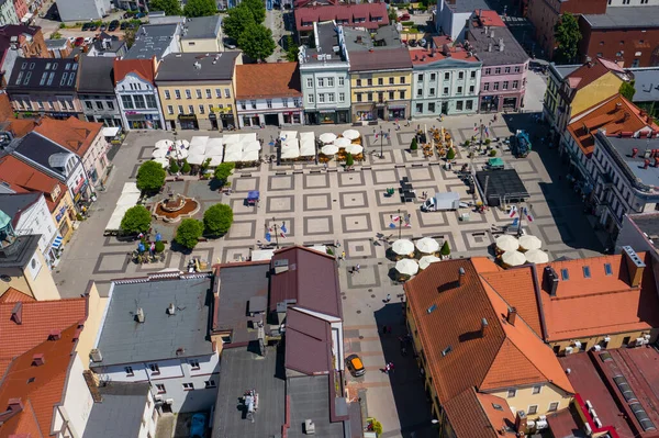 リブニクだ ポーランドだ 上シレジアのRybnikのメイン広場と市内中心部の空中ビュー ポーランド — ストック写真