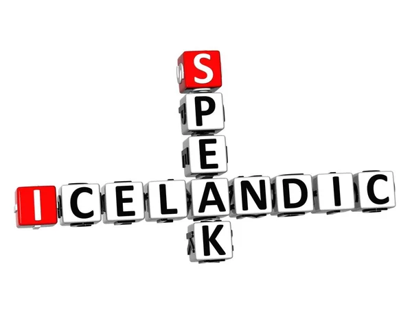 アイスランド語を学ぶ 白と赤の3Dクロスワードパズル — ストック写真