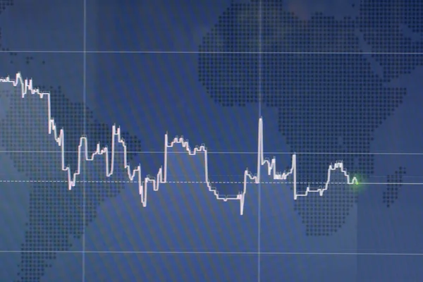 青色の背景に市場取引条件を示す折れ線グラフ — ストック写真