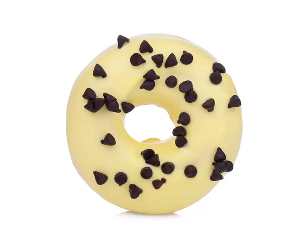 Sinlge Chique Donut Amarelo Isolado Fundo Branco — Fotografia de Stock