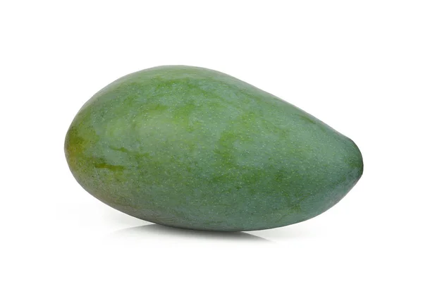 Enkele Groene Mango Geïsoleerd Witte Achtergrond — Stockfoto