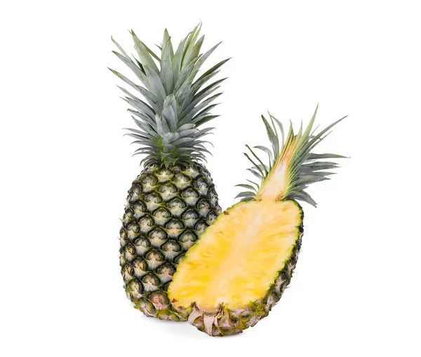 Whole Half Ripe Whole Pineapple Isolated White Background — Stock Photo, Image