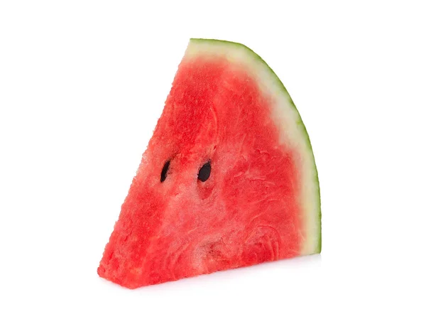 Sinlge Skivad Färsk Vattenmelon Isolerad Vit Bakgrund — Stockfoto