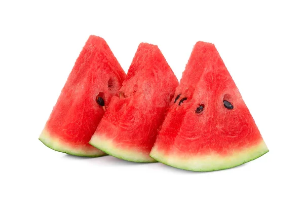 Skivad Färsk Vattenmelon Isolerad Vit Bakgrund — Stockfoto