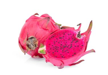 yarısı beyaz arka plan üzerinde izole kırmızı dragonfruit
