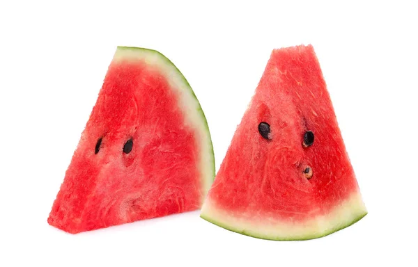 Two Sliced Fresh Watermelon Isolated White Background — Stock Photo, Image