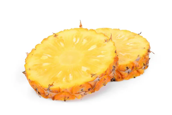 Zwei Halb Geschnittene Ananas Isoliert Auf Weißem Hintergrund — Stockfoto