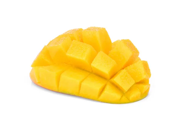 Plátky Zralé Mango Izolované Bílém Pozadí — Stock fotografie
