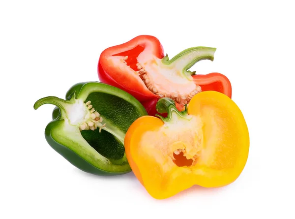 Aufgeschnittene Paprika Oder Paprika Isoliert Auf Weißem Hintergrund — Stockfoto