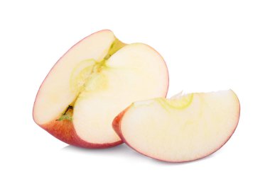 Beyaz arka plan üzerinde izole kırmızı gala elma dilimli
