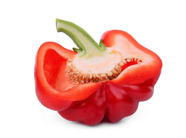 Halbe Rote Paprika Isoliert Auf Weißem Hintergrund — Stockfoto