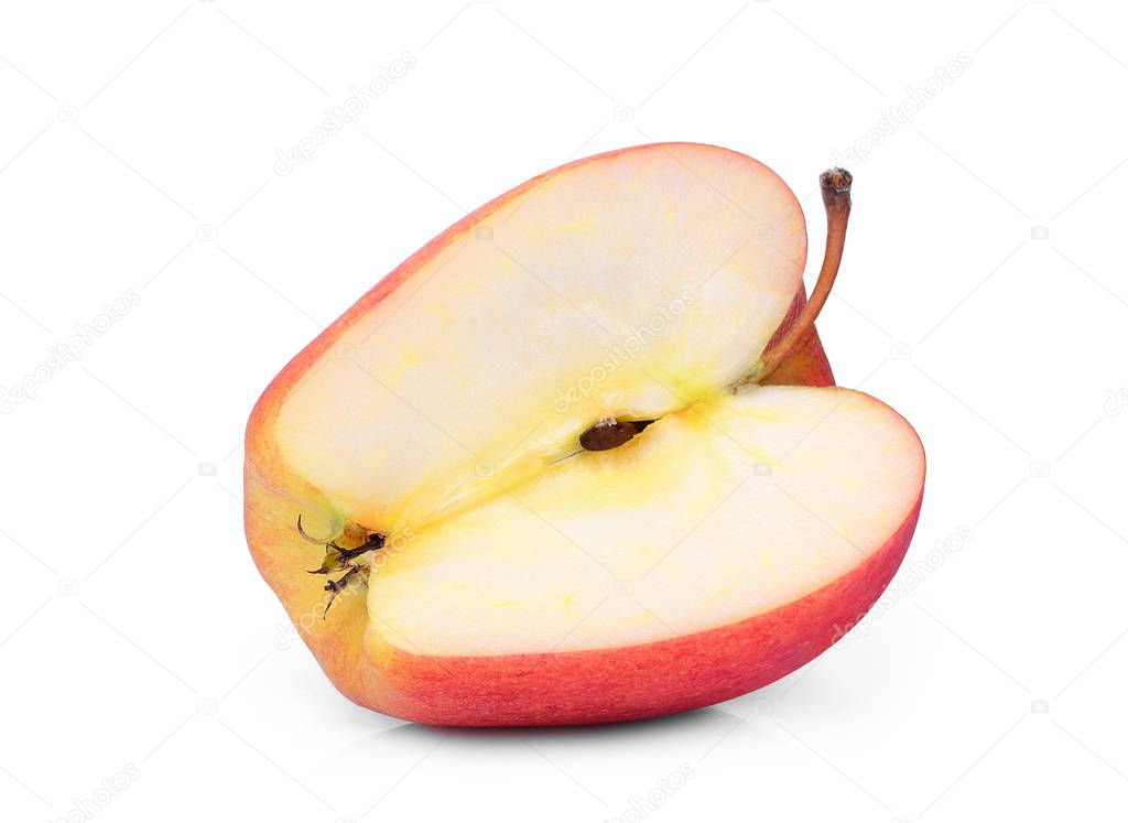half sonya apple isolated on white background