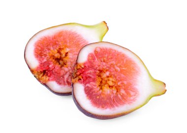 iki beyaz arka plan üzerinde izole incir meyve ikiye ayırmak