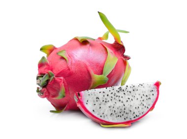 Beyaz arka plan üzerinde izole Slice dragonfruit