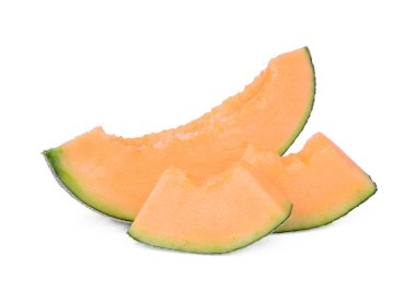 Japon kavun, yeşil kavun veya beyaz arka plan üzerinde izole kavun karpuz dilimli